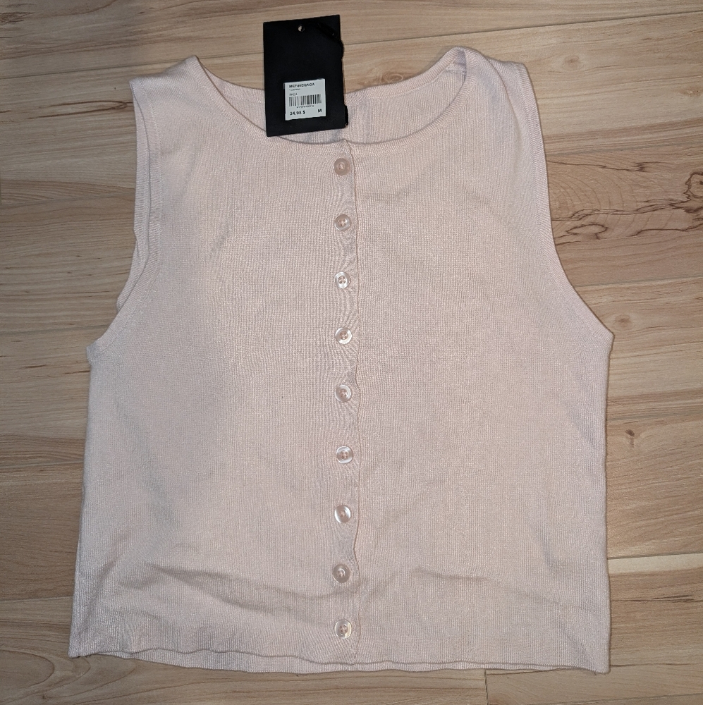 Elegant Pink Button-Front Tank Top